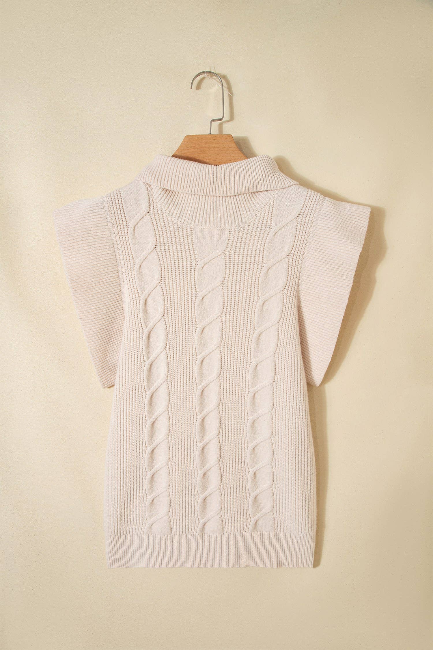 Western Cable Knit Ruffle Sleeve Turtleneck Sweater Top