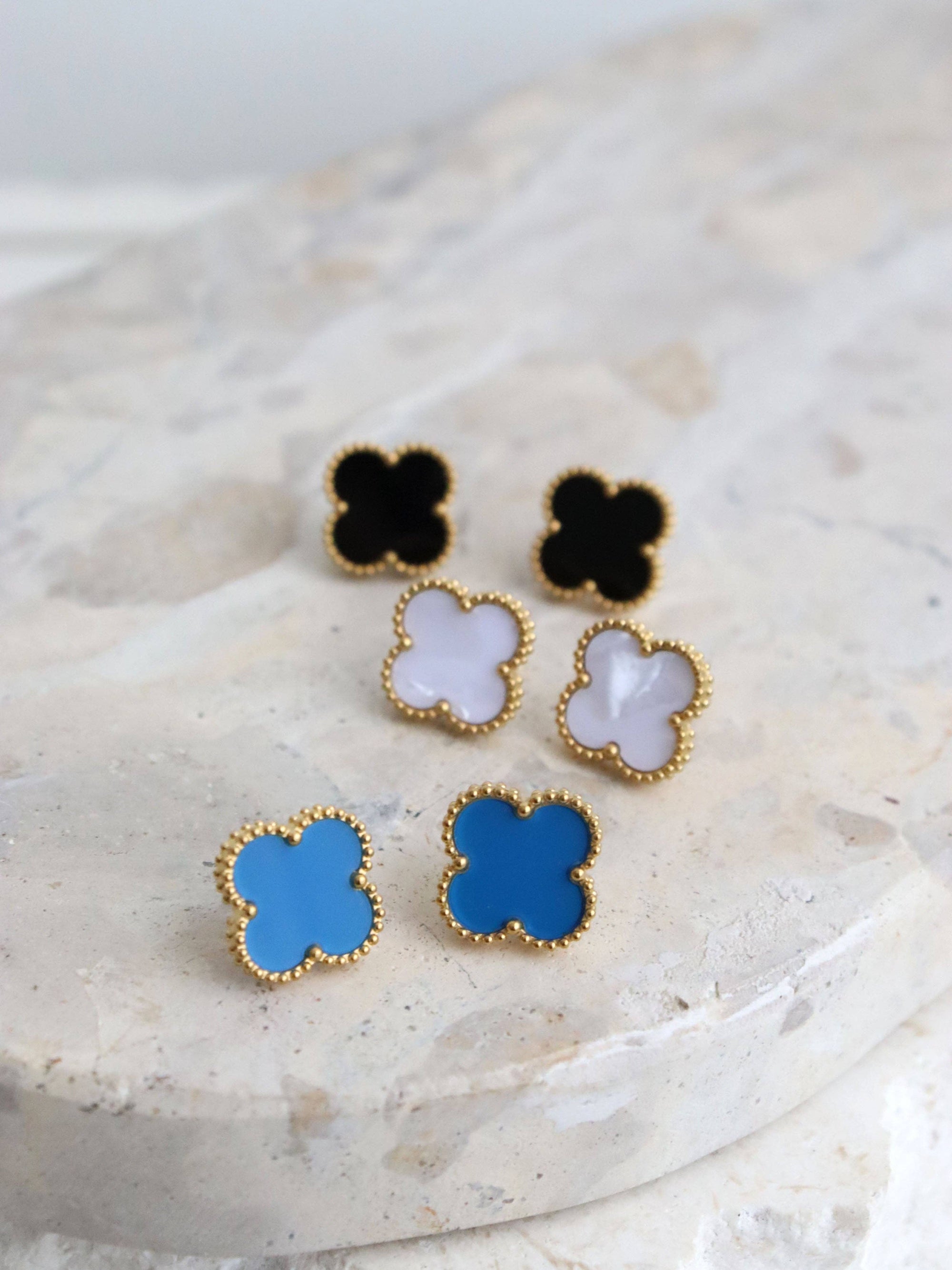 Charlotte Earrings in 18K Gold Plated in White