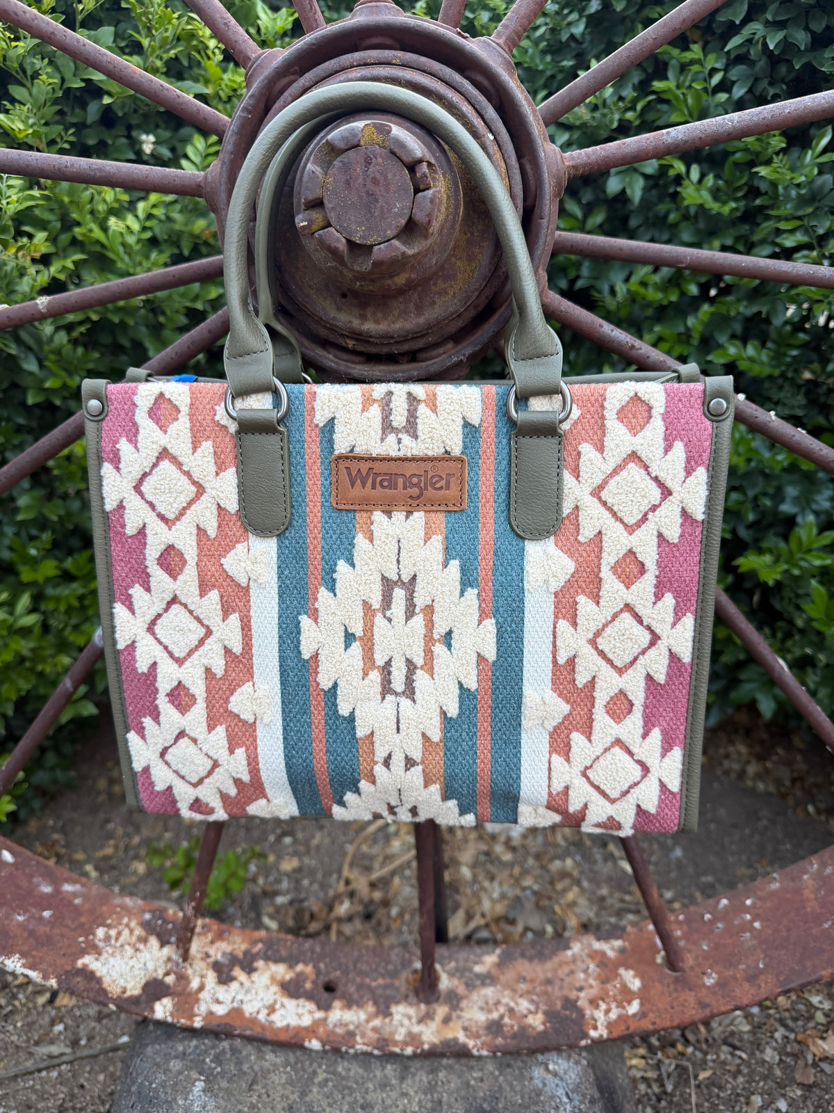Wrangler Sherpa Aztec Canvas Tote/Crossbody