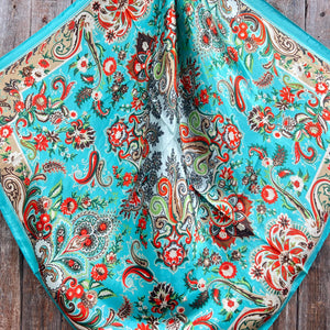 Wild Rag - 35X35" Turquoise That So 70's Paisley Scarf
