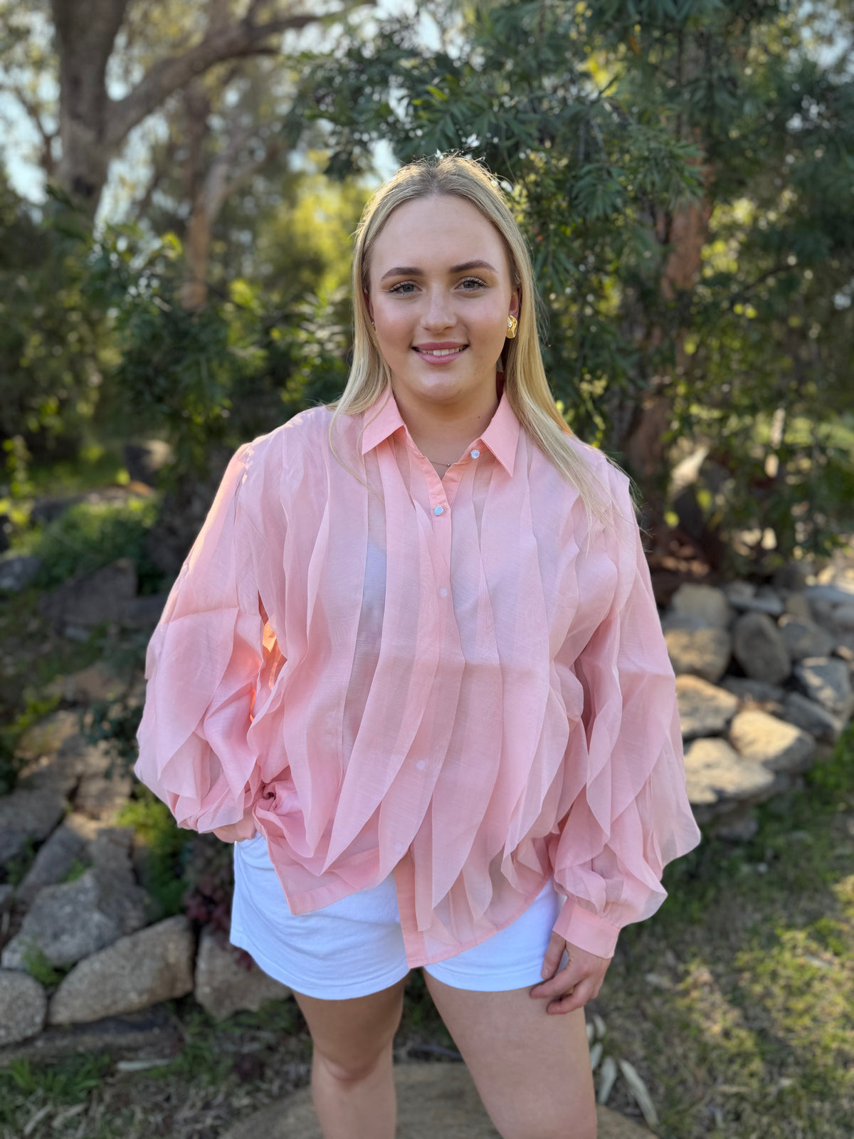 Petal Cascade blouse pink