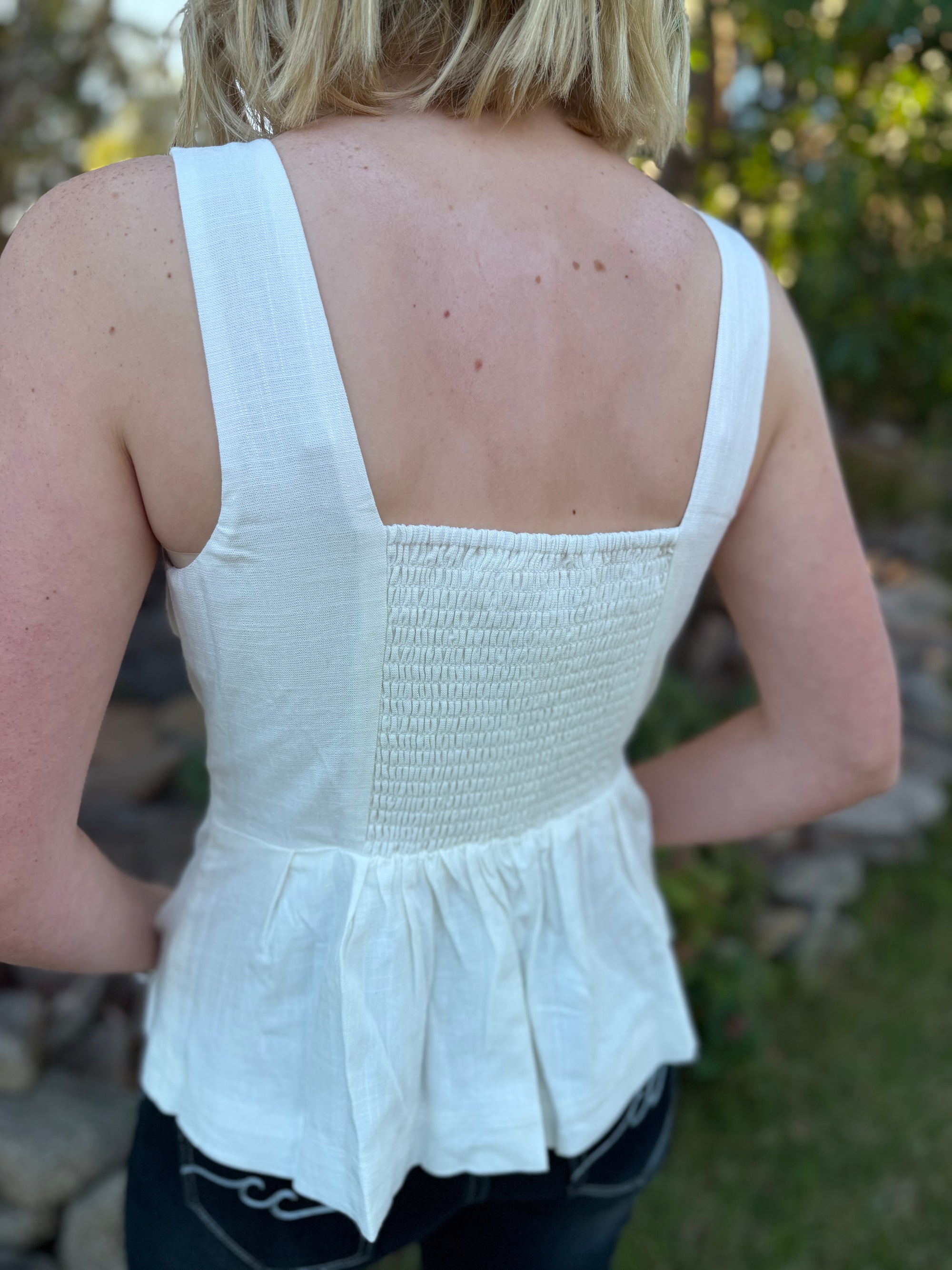 White Peplum Top
