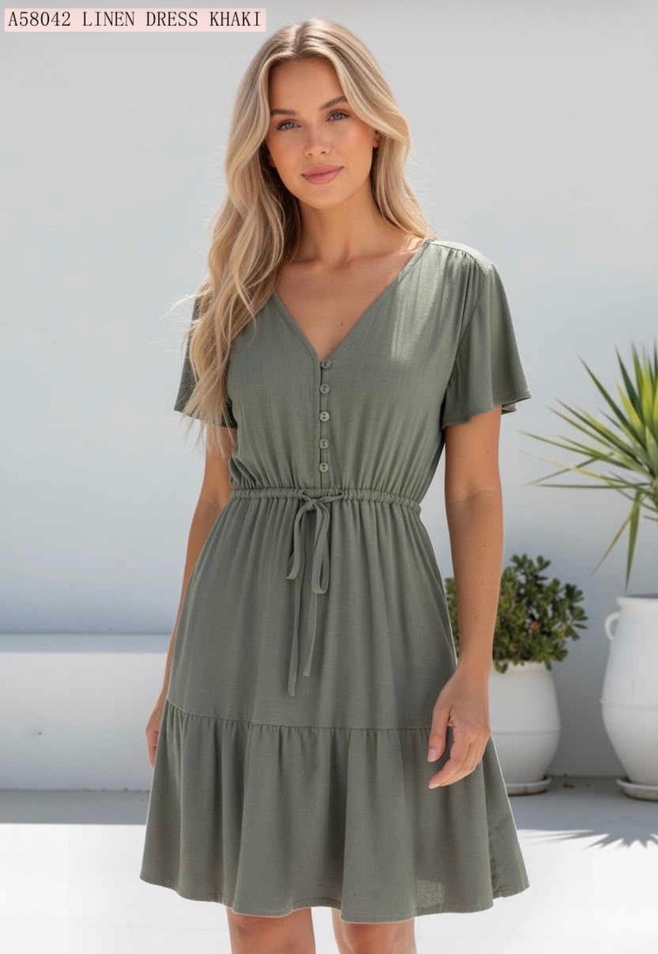 Linen dress ~ Khaki