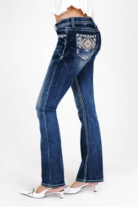 Grace in LA Aztec Modify Mid-Rise Boot Cut inseam 30"