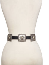 Western Bone Colour  Concho Belt in Genuine Cowhide Leather