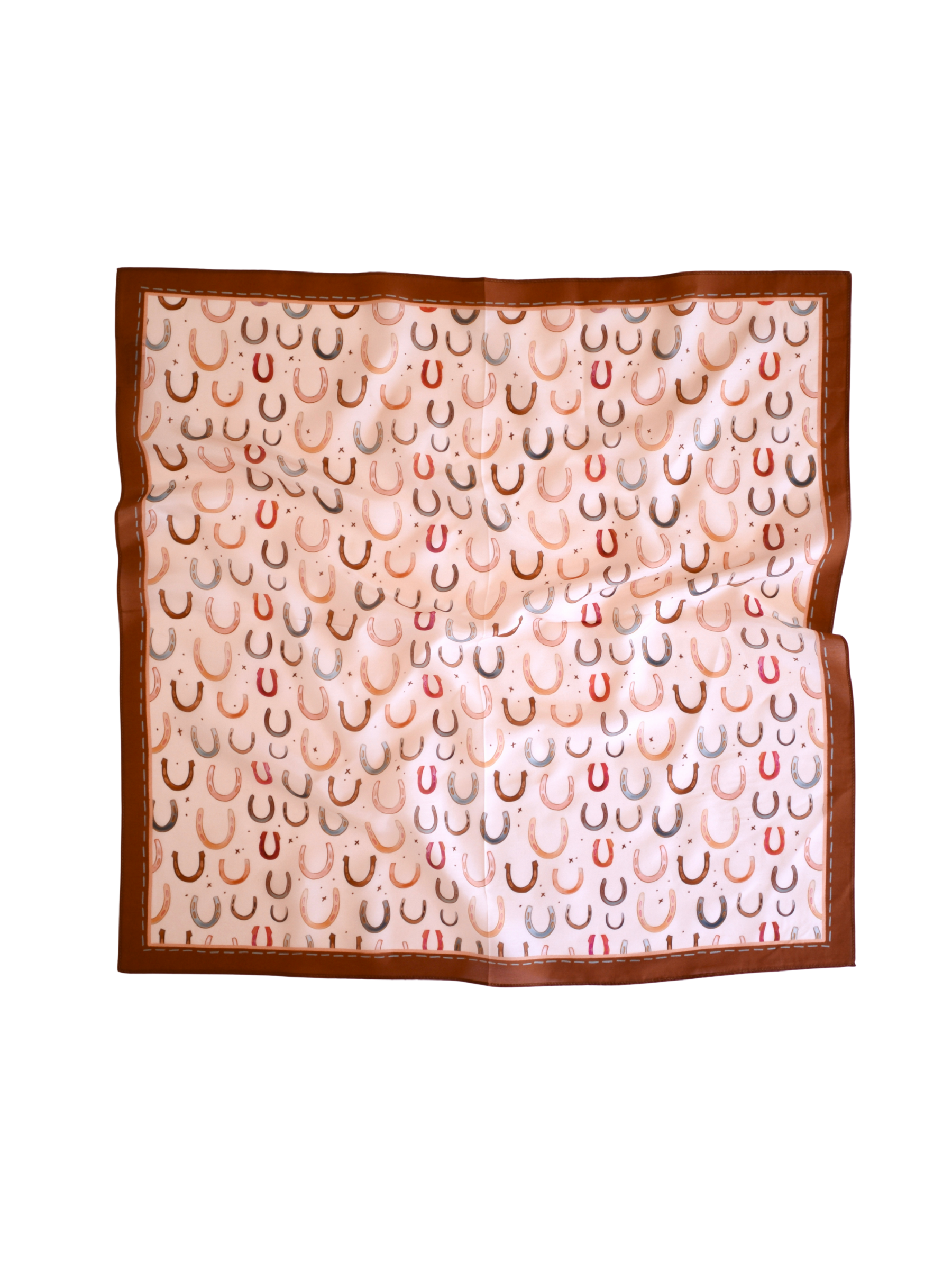 Simple Horseshoes in Natural Western Silk Scarf Wild Rag