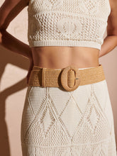 Alora Round Buckle Straw Belt- biscuit