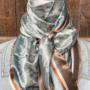 Wild Rag - 35X35" Seafoam & Cream Paisley Scarf