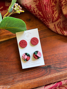 Selena Black & Floral Stud Pack - 2 pack