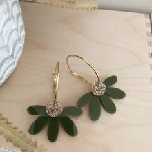 Jumbo Daisy Hoops | Olive + Gold Glitter
