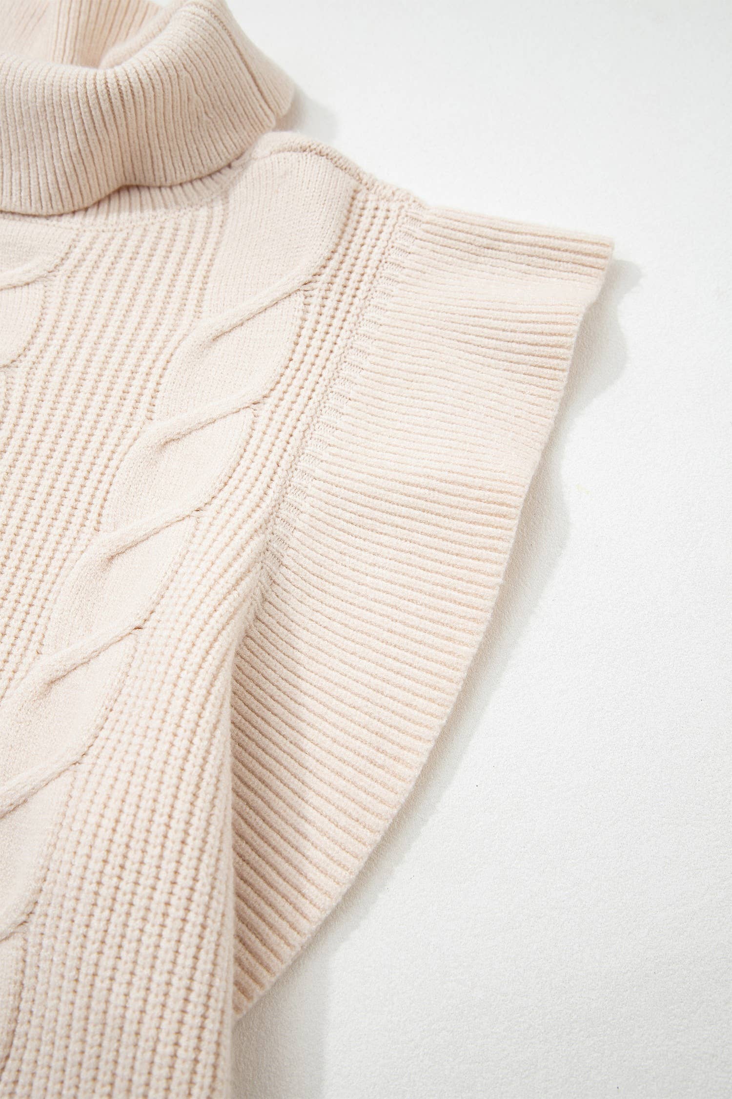 Western Cable Knit Ruffle Sleeve Turtleneck Sweater Top