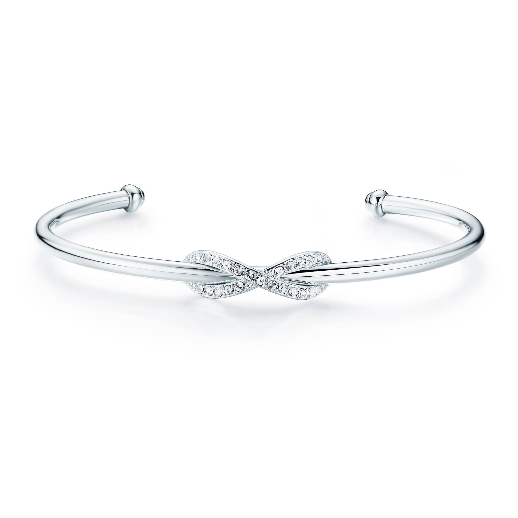 Infinity Bangle Rhodium Plated with Swarovski