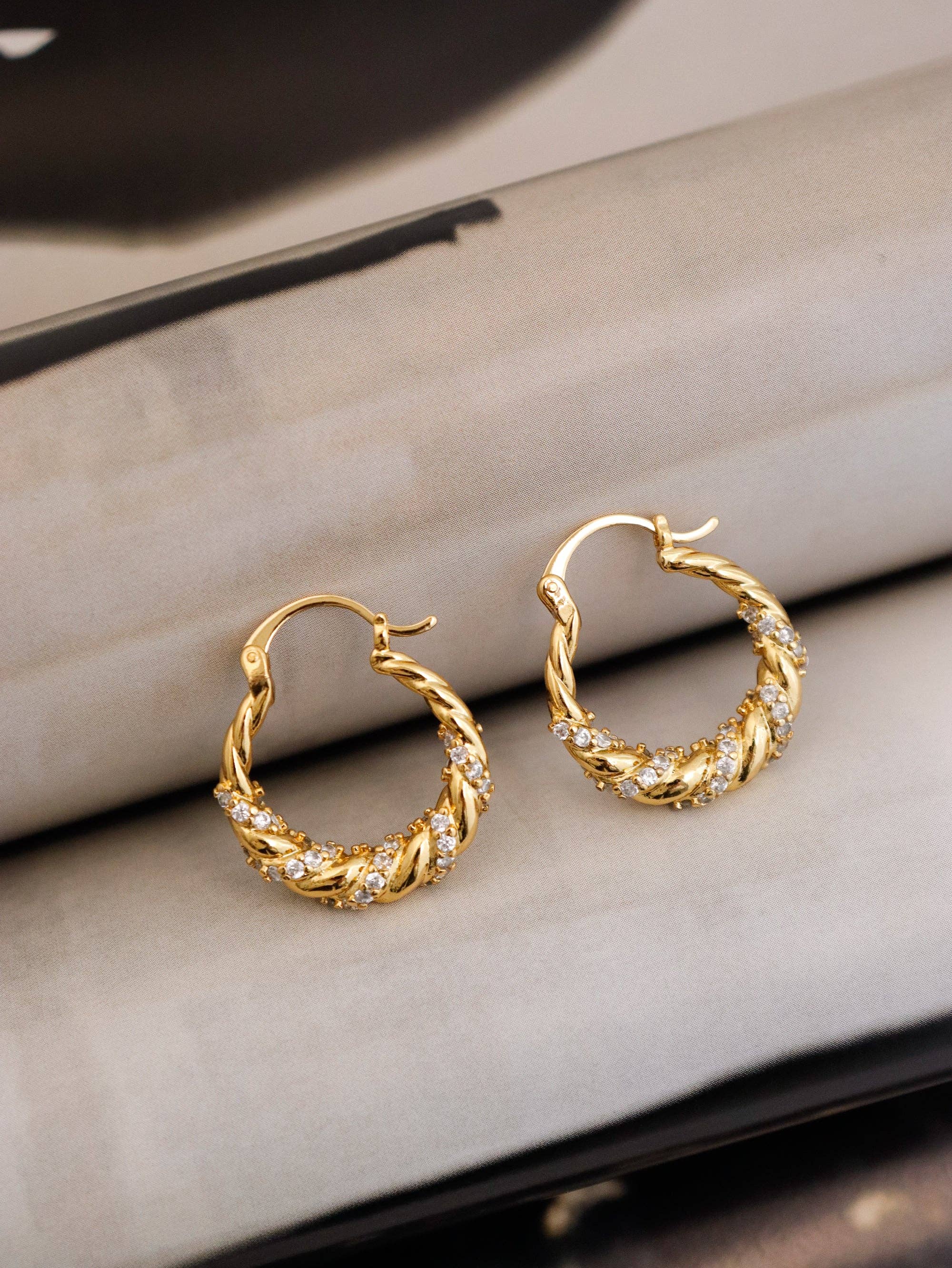 Kya 18K Gold Plated Twist Hoop Earrings