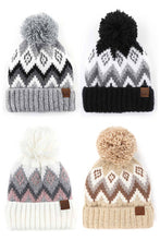 C.C Soft Aztec Pattern Beanie With Knit Pom