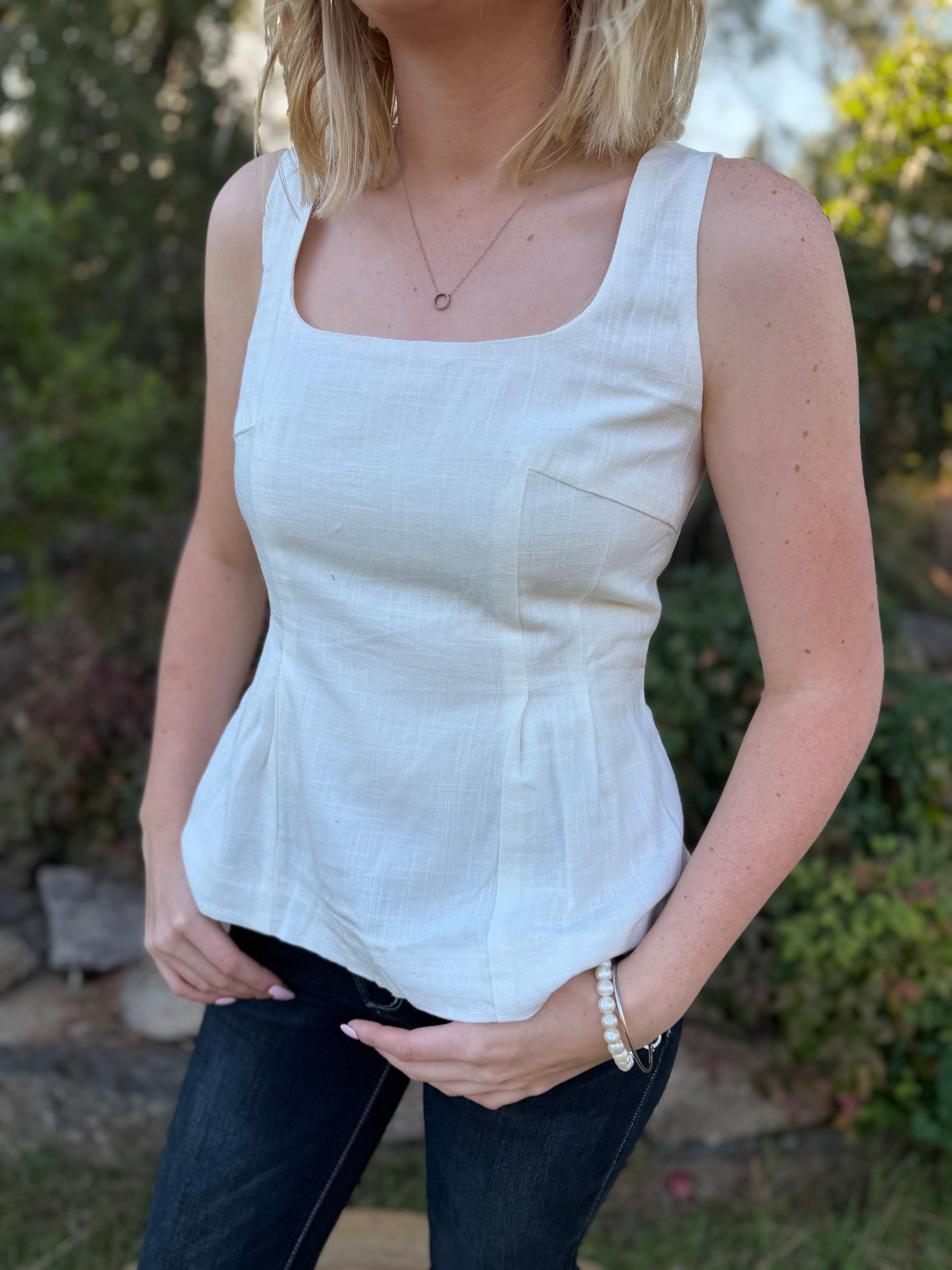 White Peplum Top