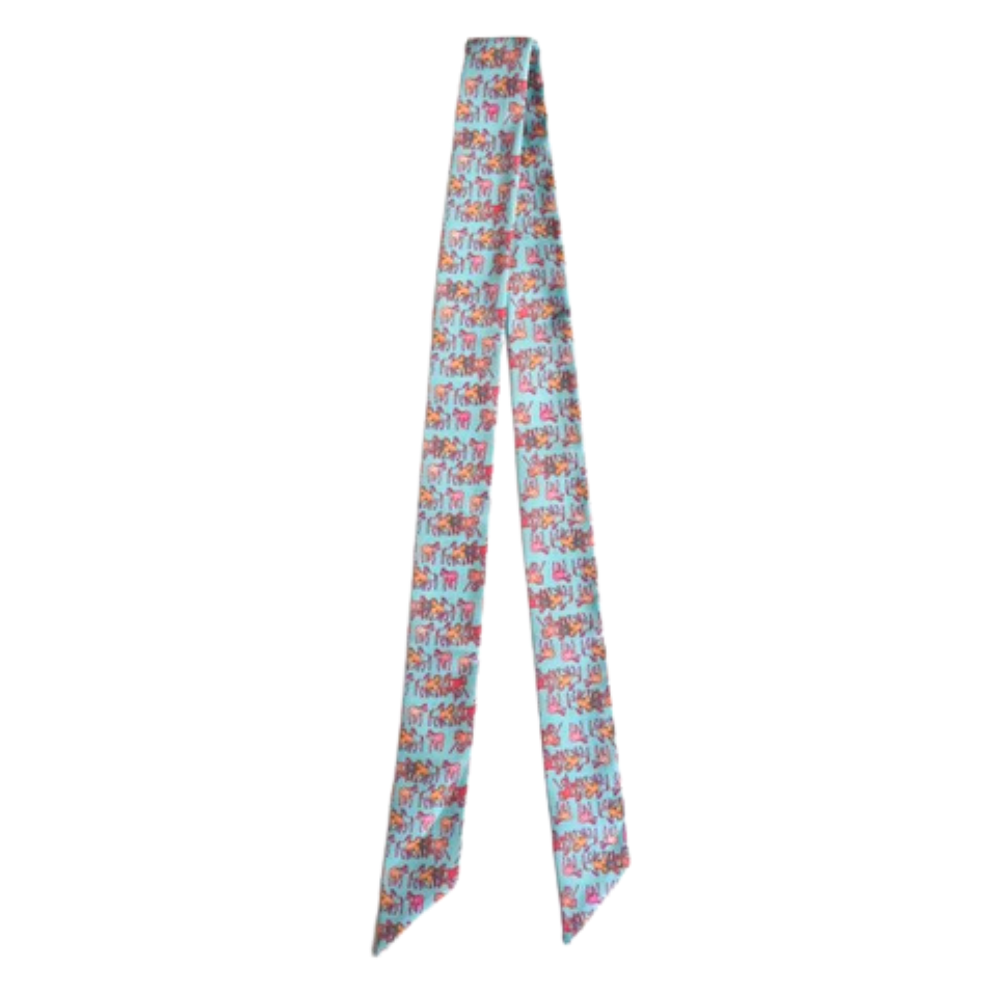 Mustangs Meadows Twilly Scarf in Turquoise: Western Horse Cowgirl Silky Scarf