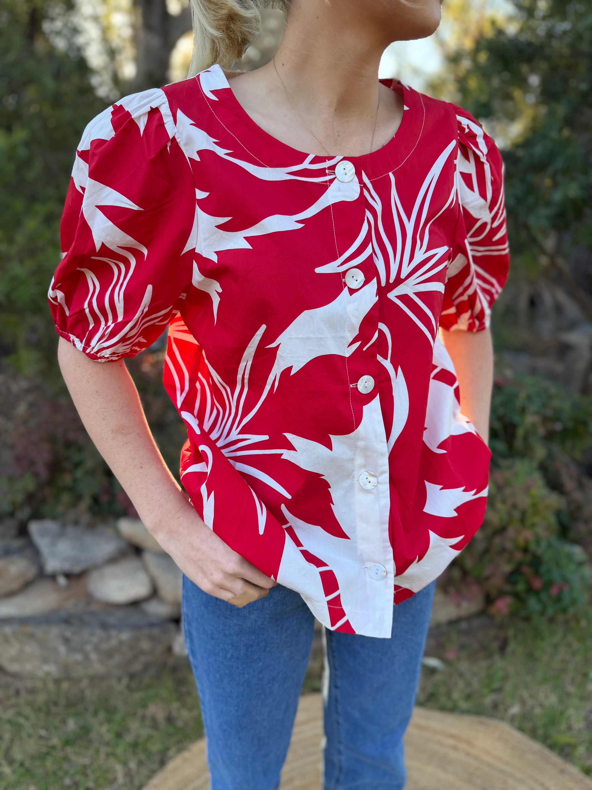 Red and White Top