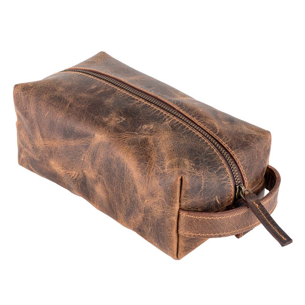 Genuine Leather  Unisex Dopp Kit - Rustic Brown