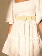 Camine Circle Buckle Straw Belt (2 cols)