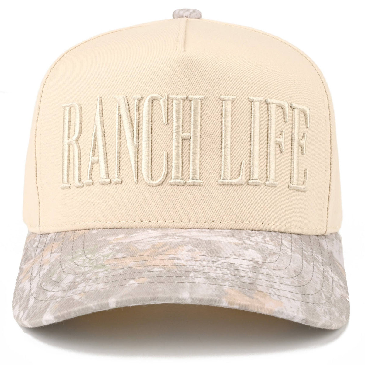 RANCH LIFE Letter Embroidered Two Tone Trucker Hat: Burnt Orange