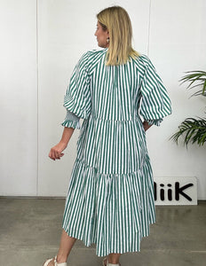 Striped Dress - 885 - Green