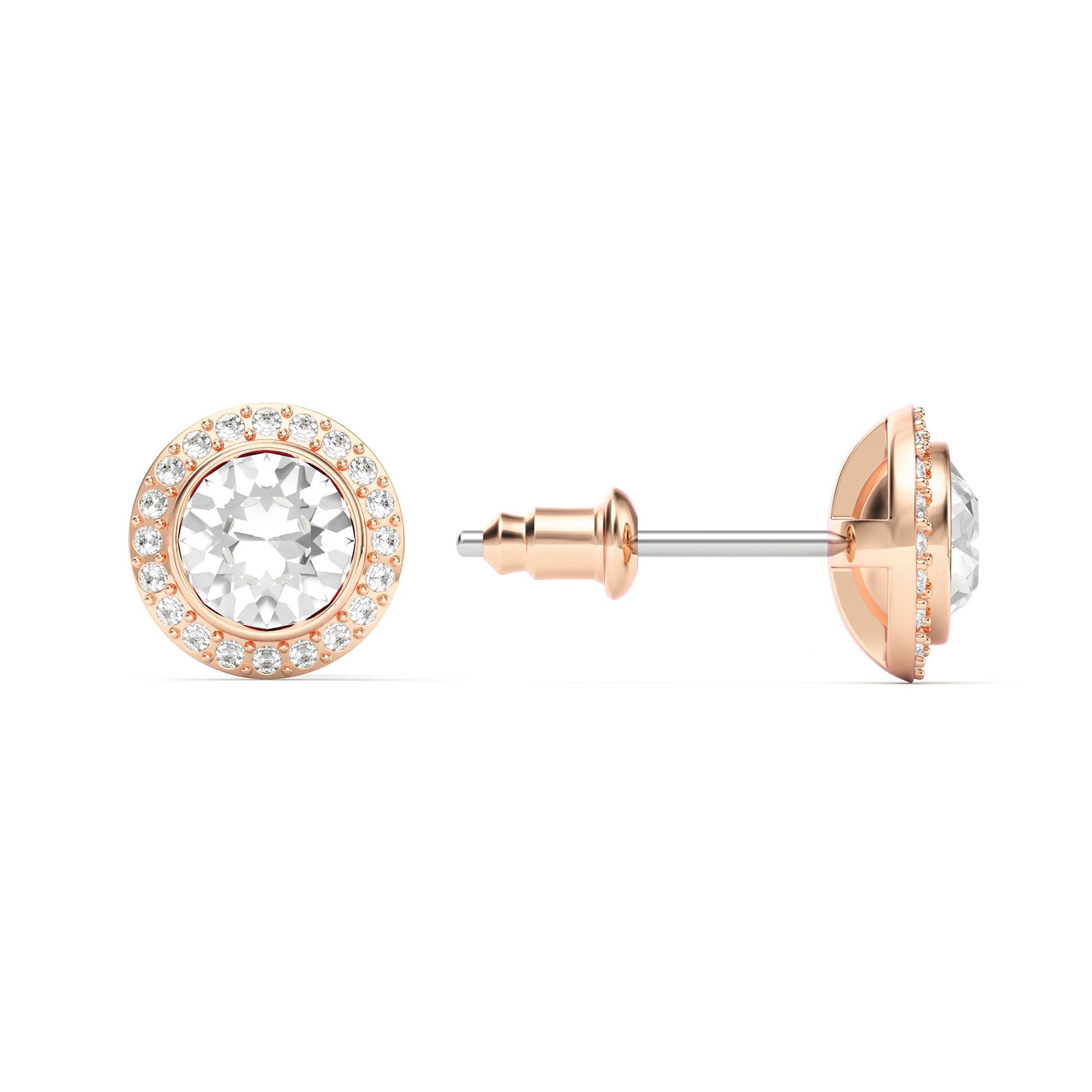 Angelic Rose Gold Stud Earrings with Clear Crystals