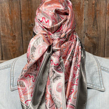 Wild Rag - 35X35"  Pink & Grey Paisley Scarf