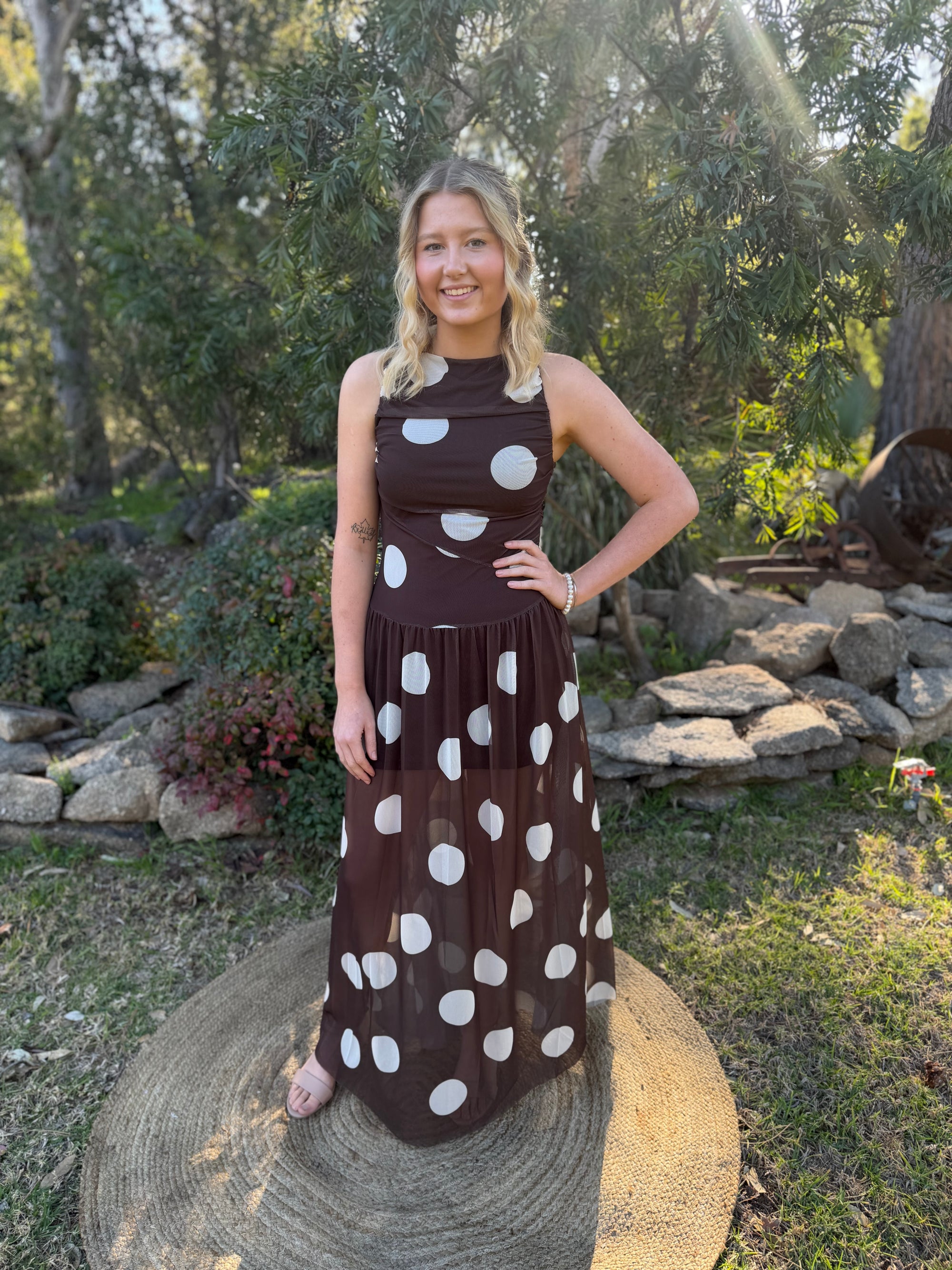 Chocolate Dot Maxi Dress