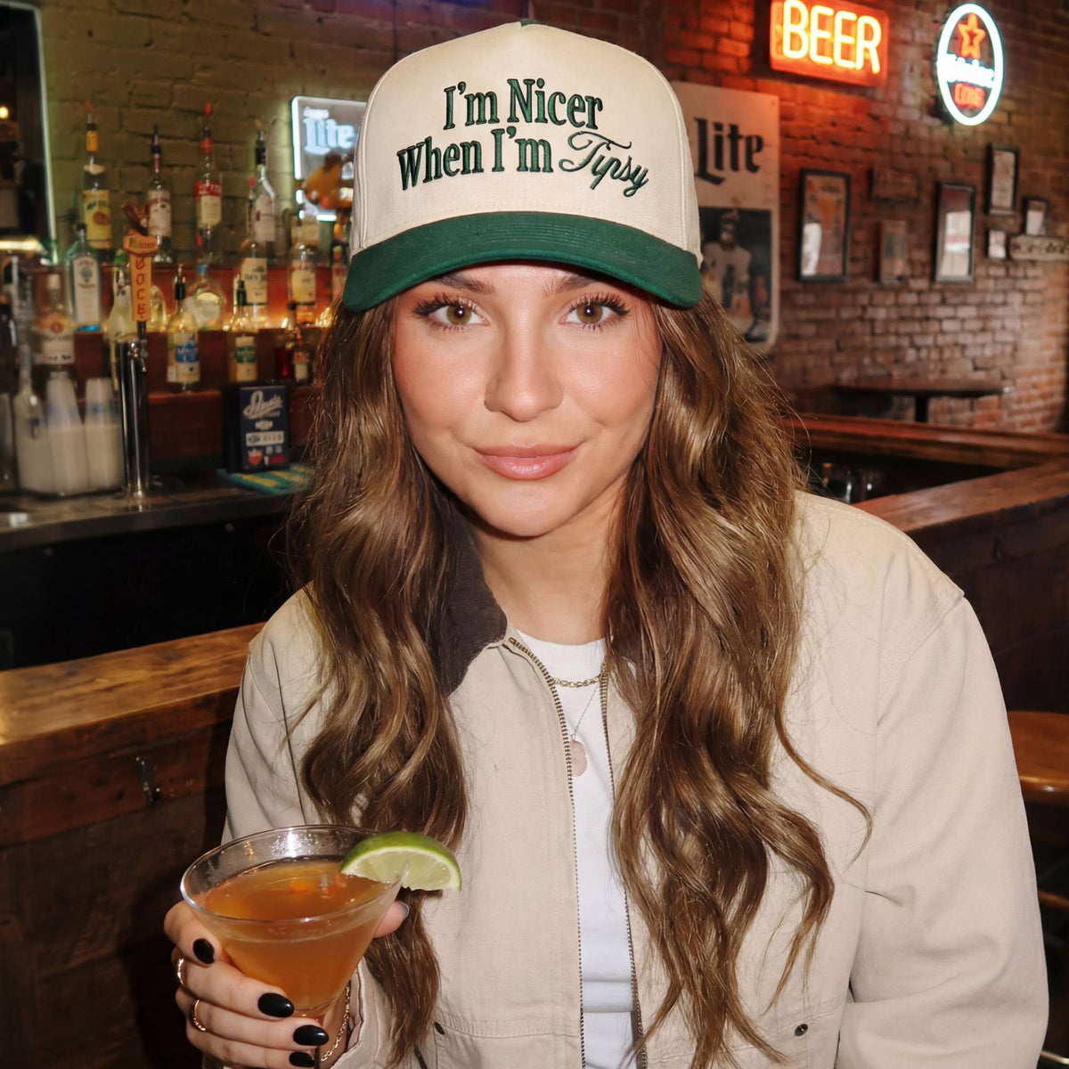 I'M NICER WHEN I AM TIPSY Cap green