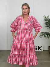 Gingham Dress - 883 - Red