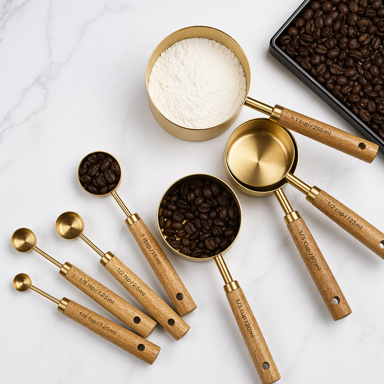 Gold Stainless Steel Measuring Cups Set