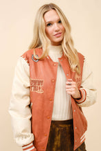 36164J - Faux Leather Western Embroidered Bomber Jacket