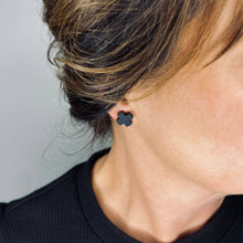 Black Cross Stud Earrings - Small Cross Earrings, Minimalist