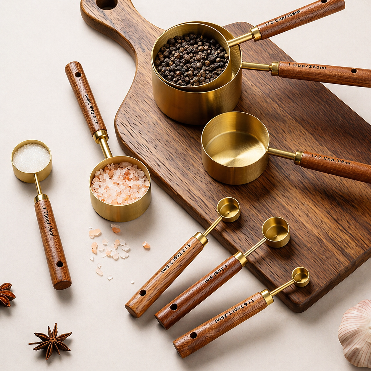Gold Stainless Steel Measuring Cups Set