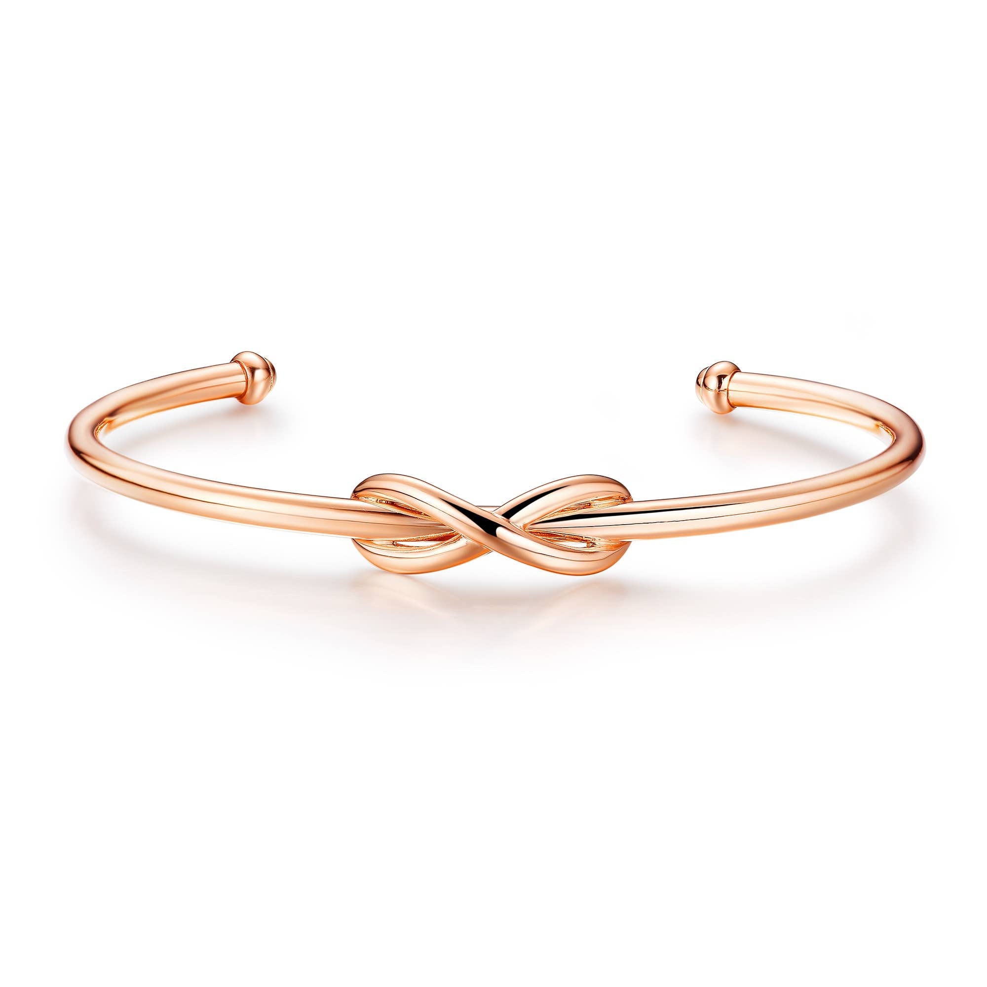 MYJS Infinity Cuff Bangle Bracelet Rose Gold Plated