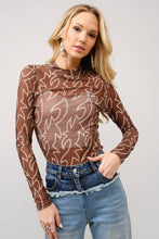 36349T - Boots Stitch Throughout Mesh Mock Neck Fitted Top