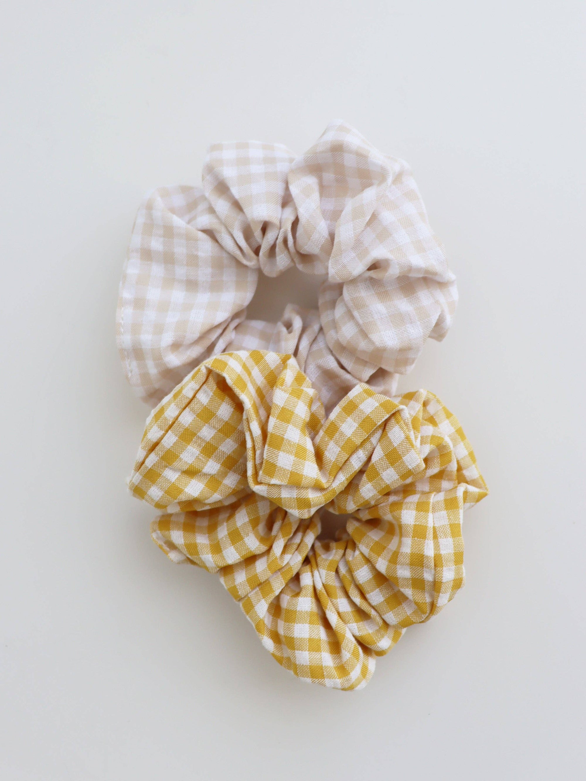 Gingham Scrunchies 2 Pack Set - Butter