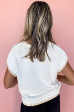 White Knitted YEEHAW Stitch Edge Crew Neck Sweater T Shirt