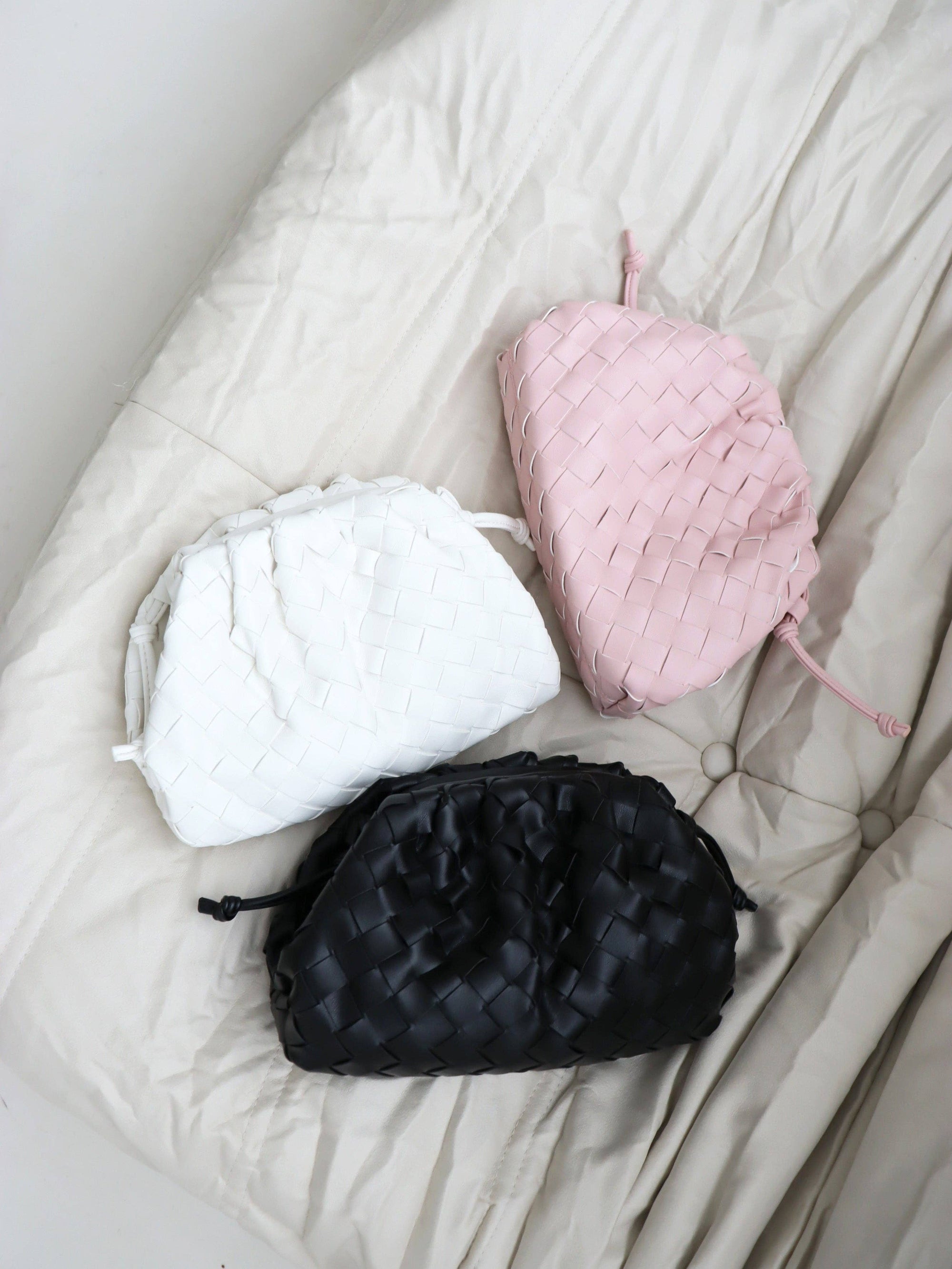 Maeve Woven Clutch Bag in White