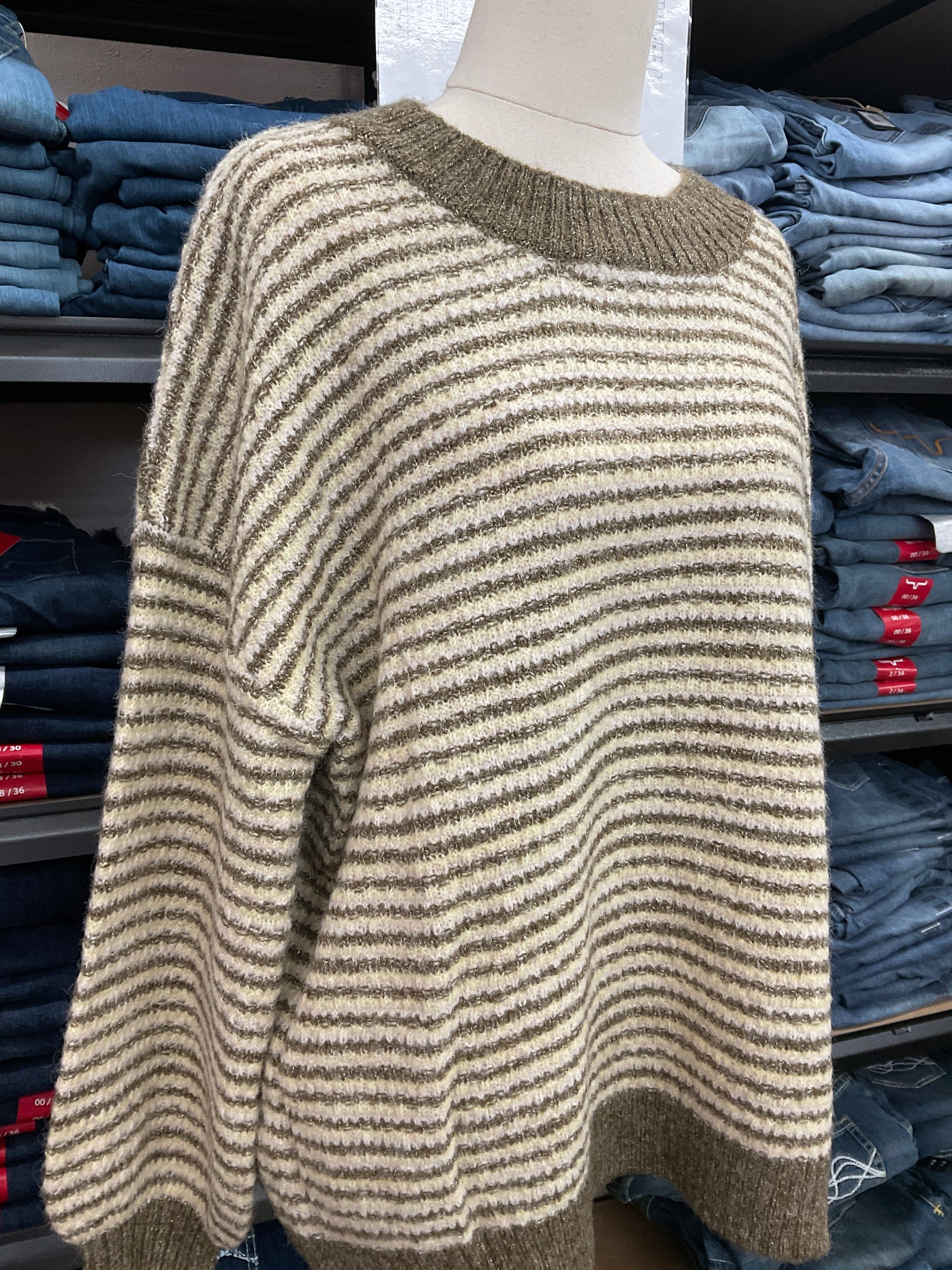 Yellow and brown stripe knit