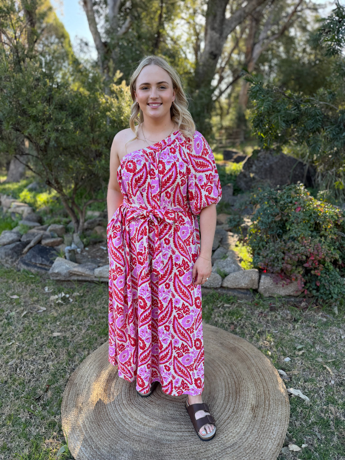 The Maris One Shoulder Dress pink