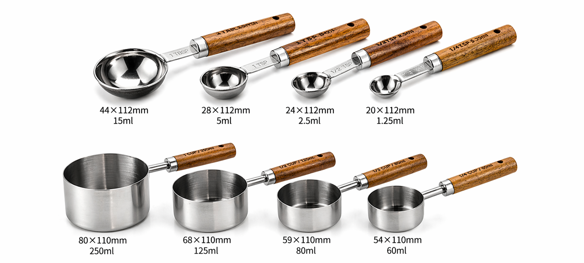 Silver Stainless Steel Measuring Cups