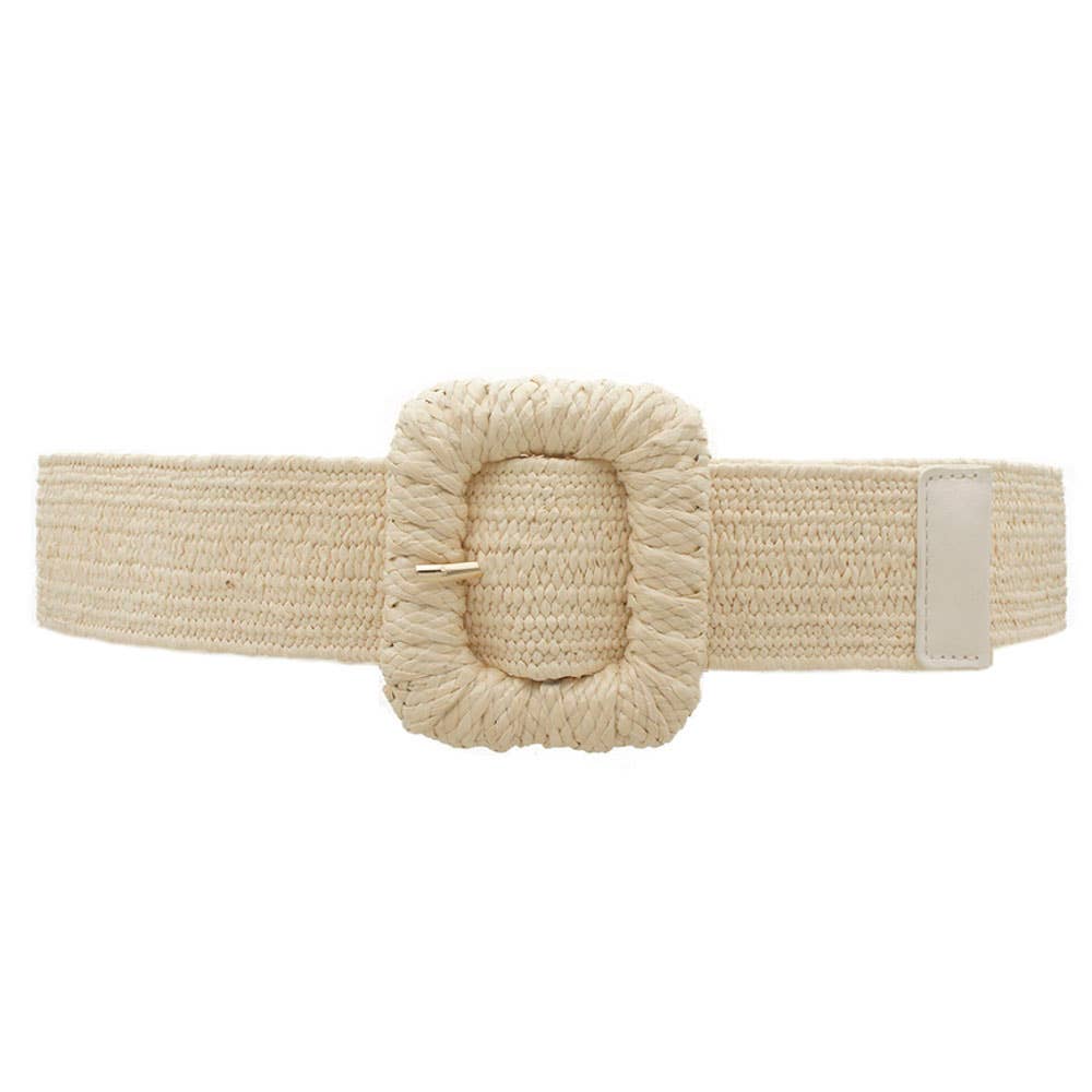 STRAW WRAPPED RECTANGLE ELASTIC STRAW BELT IW-50114