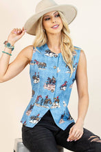 SERENA~WESTERN PRINT VEST
