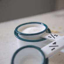 4pc White Enamel Measuring Cups Set - green