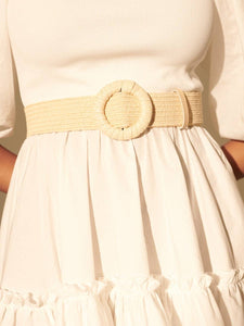 Camine Circle Buckle Straw Belt (2 cols)