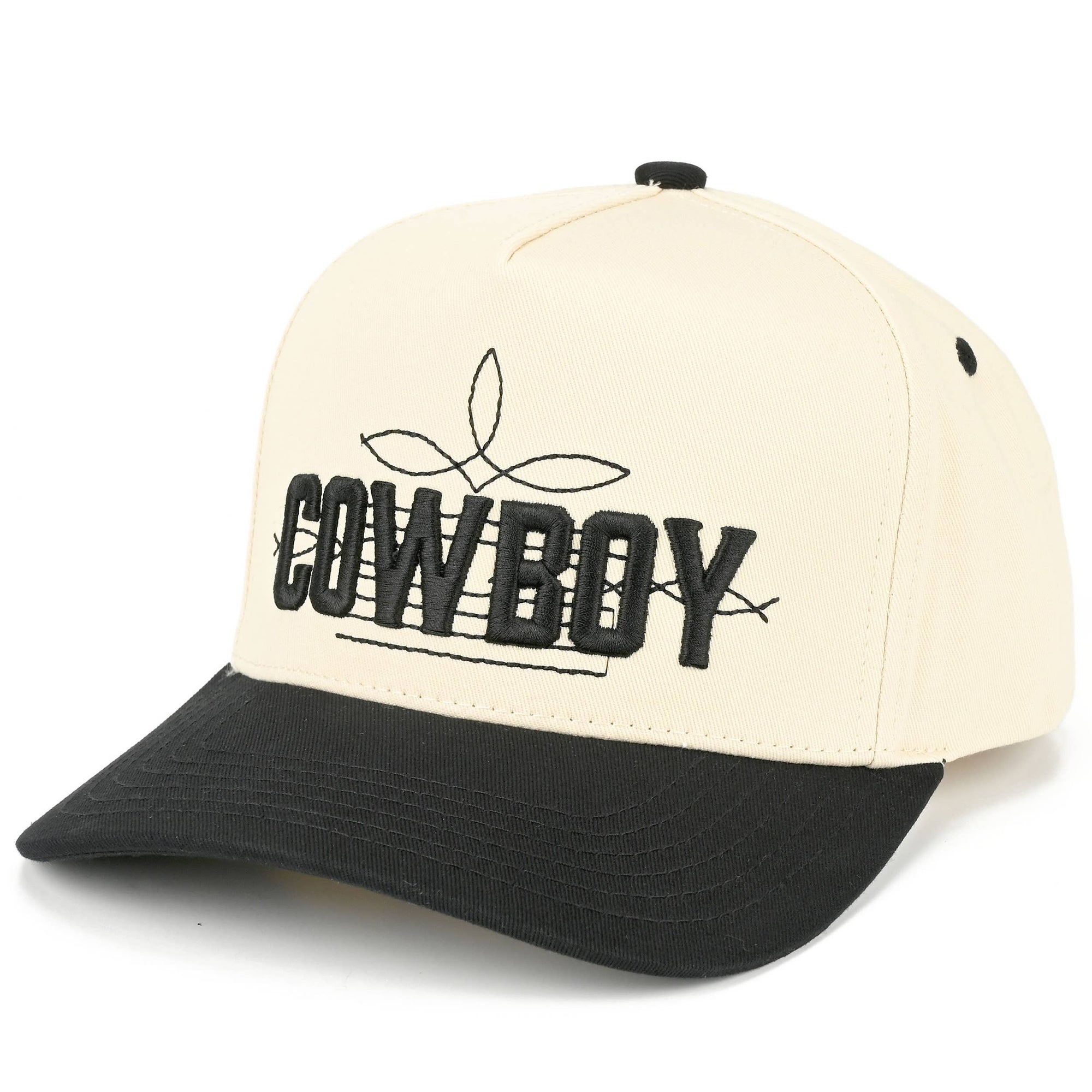 C.C COWBOY Letter Embroidered on Two Tone Trucker Hat