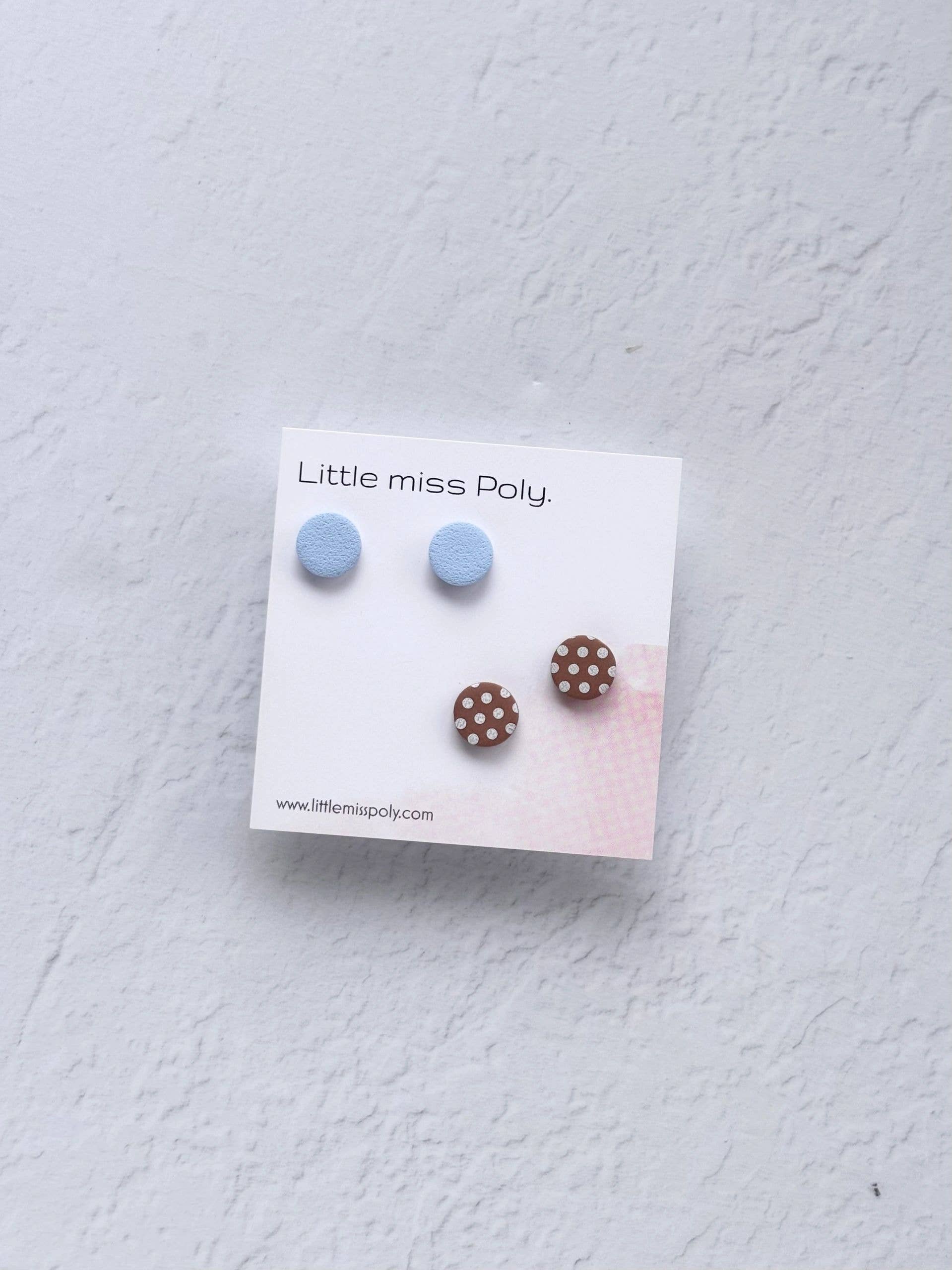 Charlie - Double Mini Stud Pack (blue &amp; polka dot)