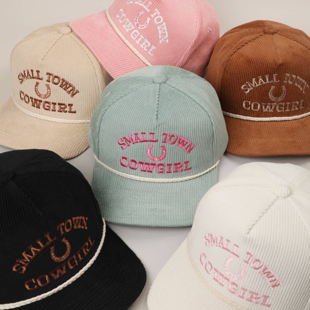 SMALL TOWN COWGIRL Corduroy Rope Trucker Hat