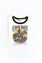 COWBOY TAKE ME AWAY Ringer Graphic T-Shirt: NATURAL/BLK
